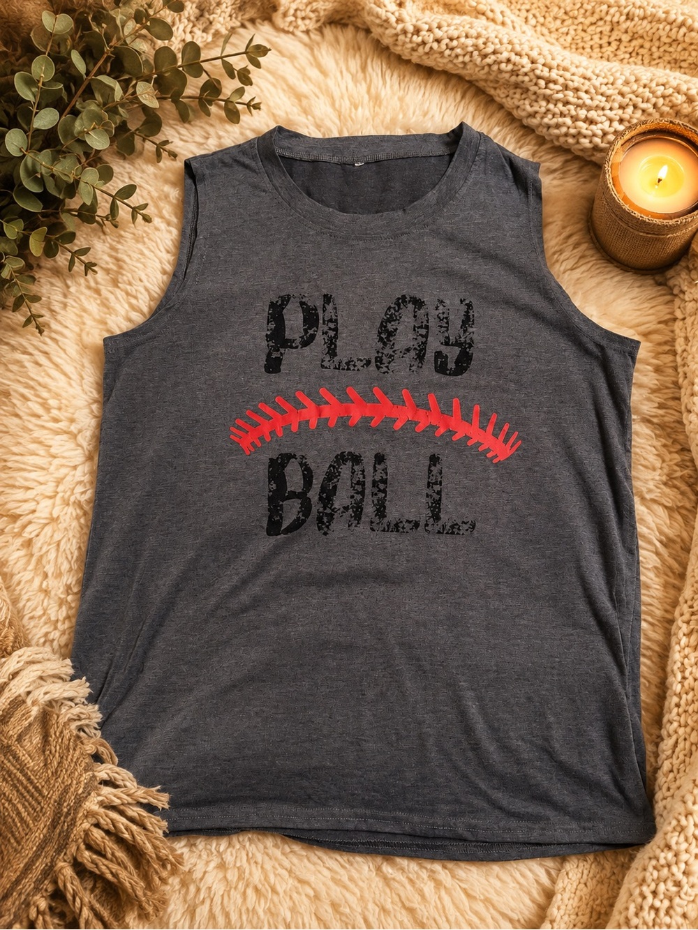 Play Ball Graphic top - Gray